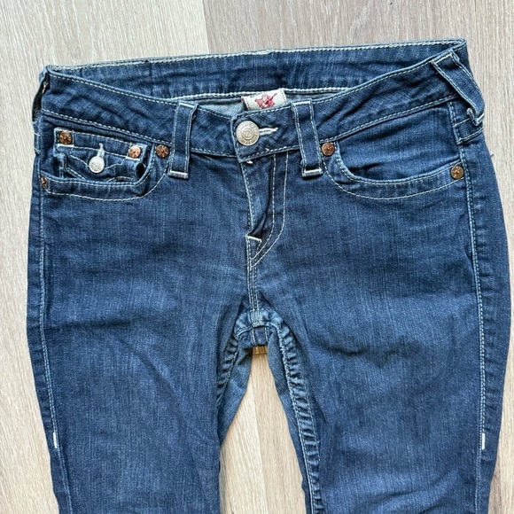 True Religion Dark Blue Straight Leg Jeans Size 27 Low Rise Casual Streetwear - Picture 9 of 14
